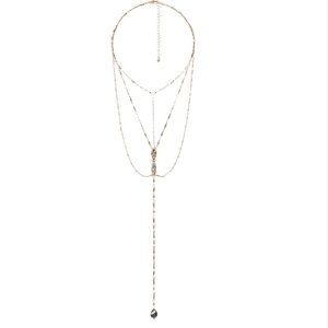 NWOT Layered Gold Boho Y Necklace